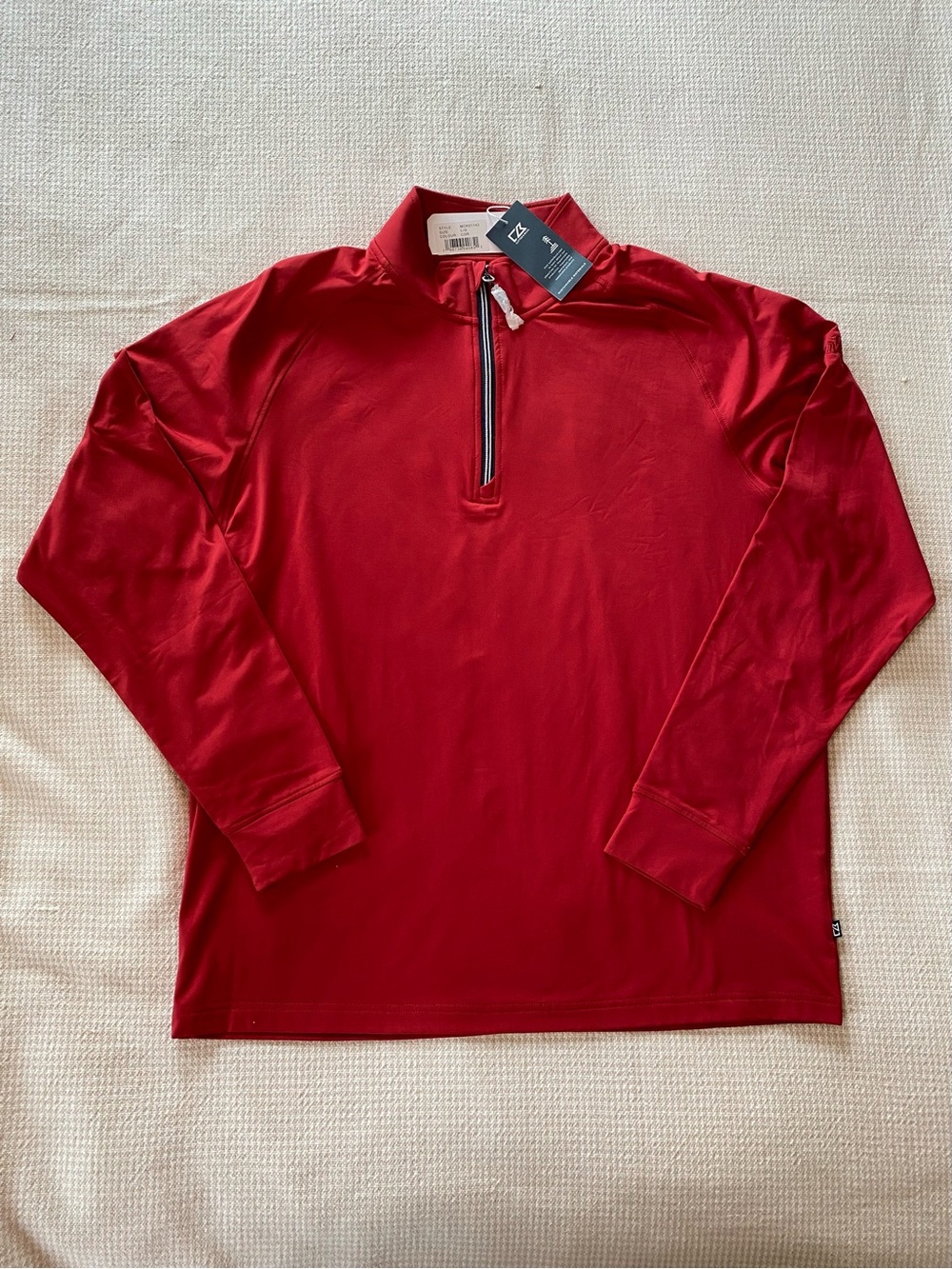 Cutter & Buck Red Men's Quarter-Zip Performance Pullover